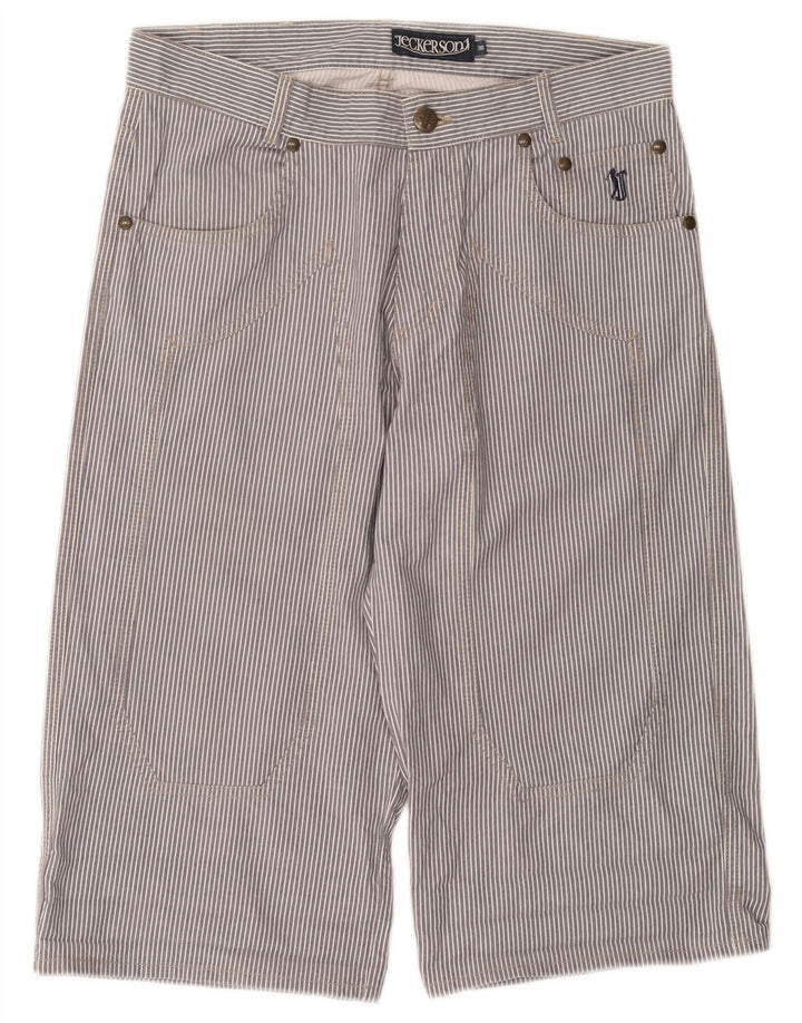 JECKERSON Mens Bermuda Shorts W30 Medium Grey Pinstripe Cotton
