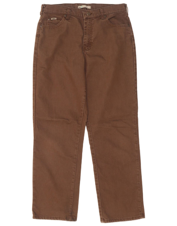 Lee Womens Relaxed Fit Straight Jeans US 8 Medium W30 L29 Brown Cotton