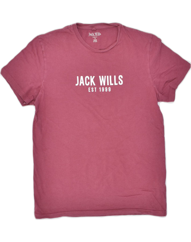 JACK WILLS Mens Classic Fit Graphic T-Shirt Top Medium Burgundy Cupro | Vintage | Thrift | Second-Hand | Used Clothing | Messina Hembry 