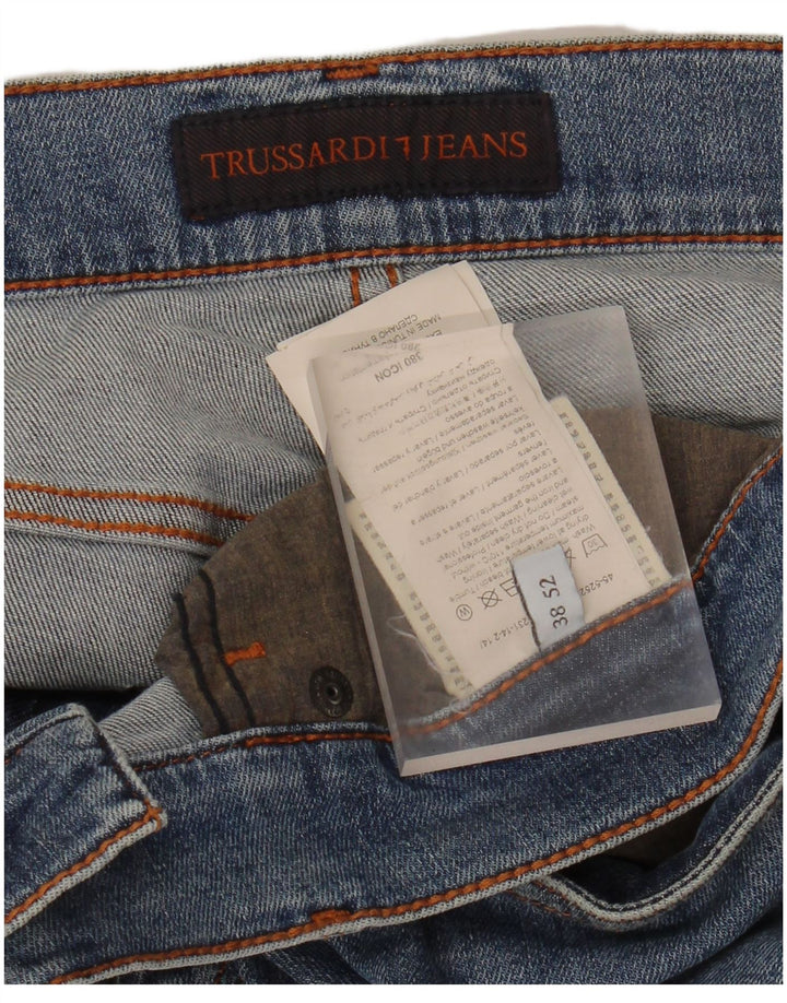 TRUSSARDI Mens Cropped Straight Jeans W38 L27 Blue Cotton
