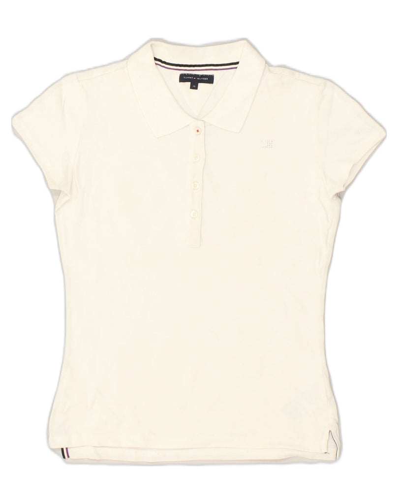 TOMMY HILFIGER Girls Polo Shirt 13-14 Years White Cotton | Vintage Tommy Hilfiger | Thrift | Second-Hand Tommy Hilfiger | Used Clothing | Messina Hembry 