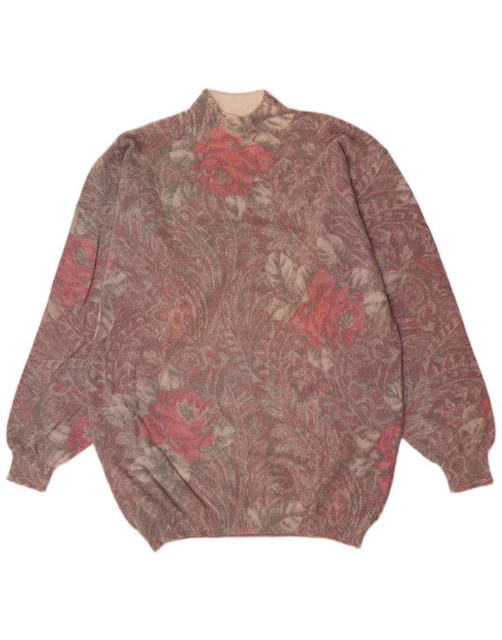 Vintage Womens Turtle Neck Jumper Sweater UK 12 Medium Multicoloured Retro