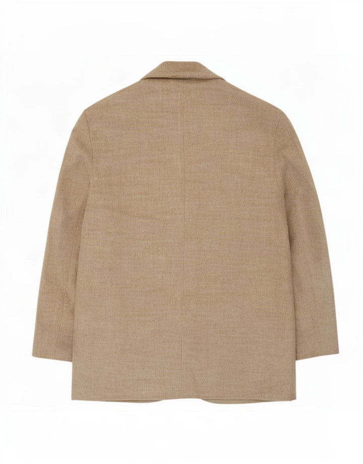 Topshop Womens 3 Button Blazer Jacket UK 12 Medium Beige Polyester