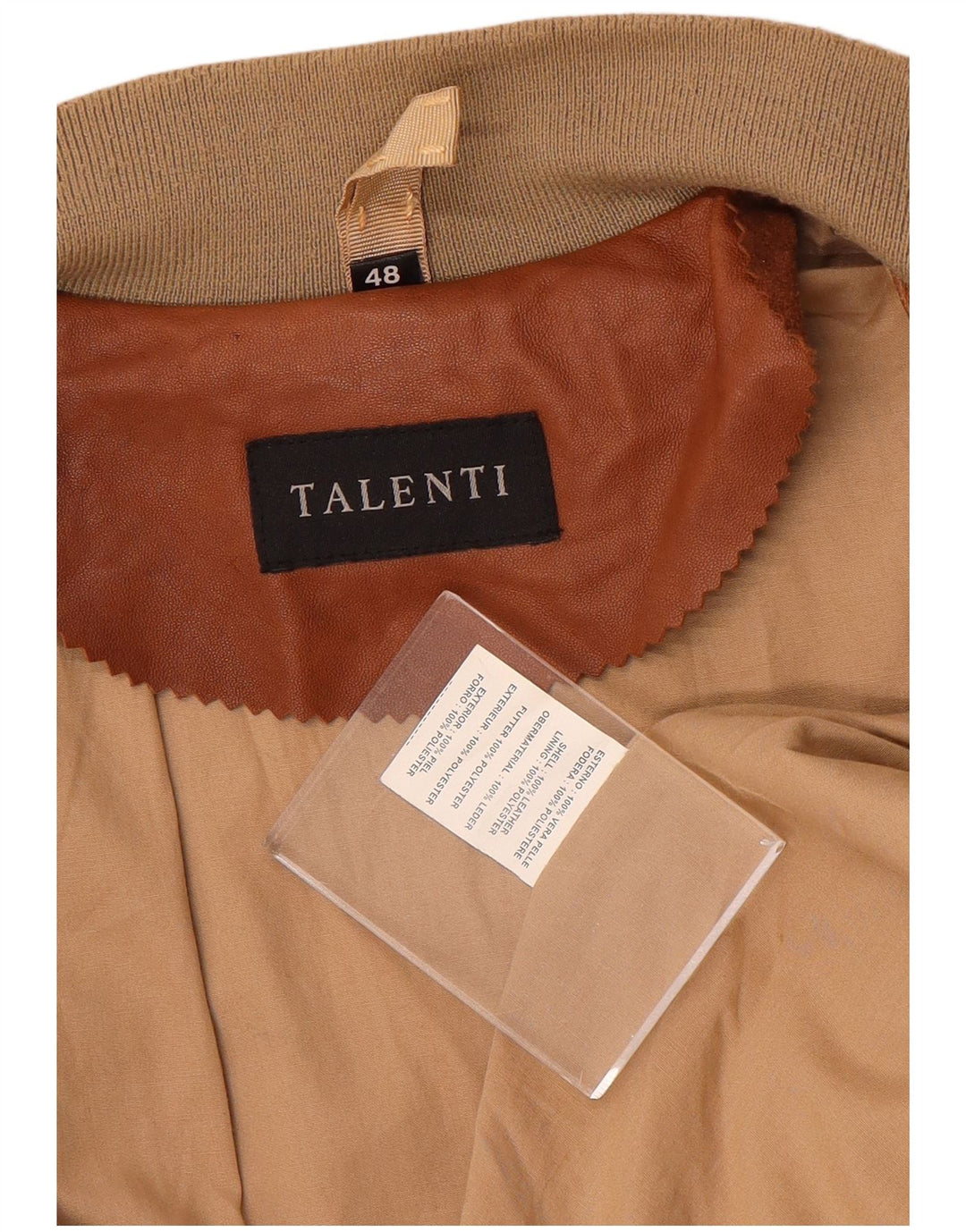 Talenti Mens Leather Jacket IT 48 Medium Brown Colourblock Leather