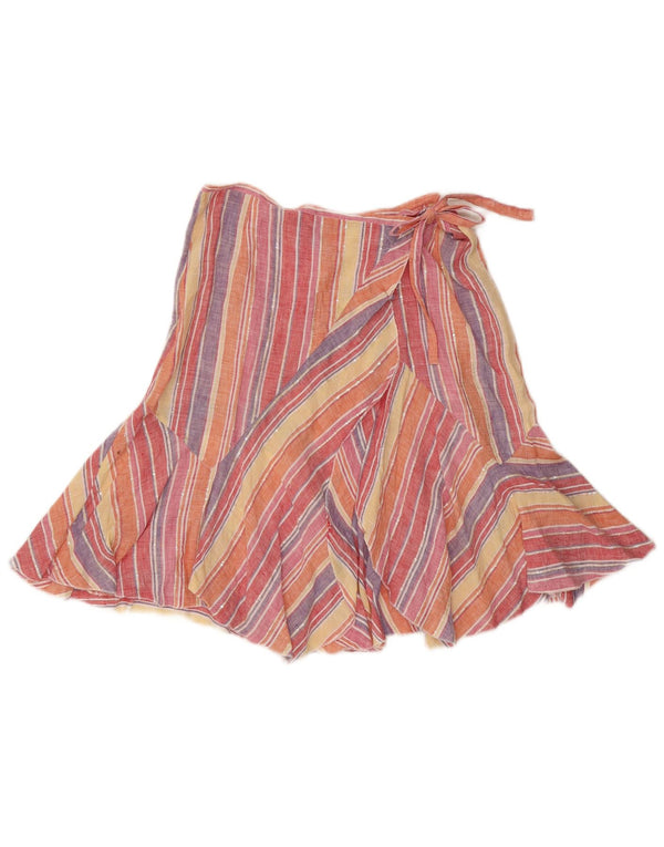 Max Mara Womens Wrap Skirt UK 10 Small W27 Multicoloured Striped Linen