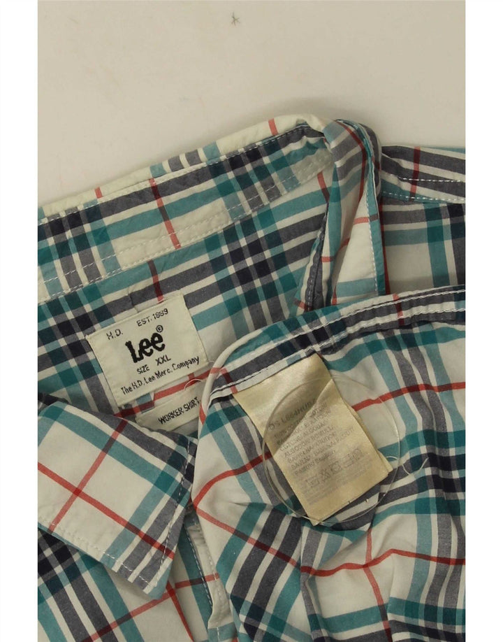 Lee Mens Short Sleeve Shirt 2XL Blue Check Cotton