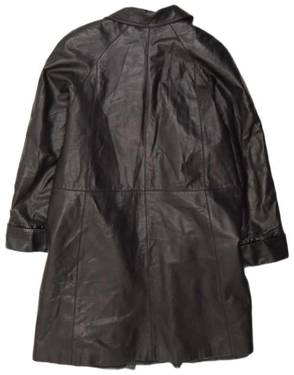 Diletta Lelli Womens Leather Coat IT 46 Large Black