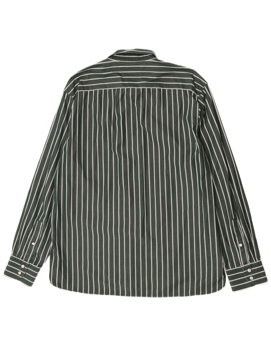 Tommy Hilfiger Mens Shirt XL Green Striped Cotton