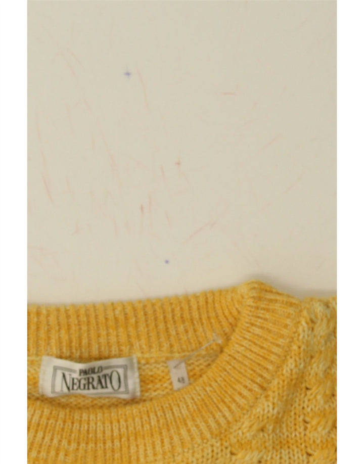 PAOLO NEGRATO Mens Crew Neck Jumper Sweater IT 48 Medium Yellow Vintage Paolo Negrato and Second-Hand Paolo Negrato from Messina Hembry 