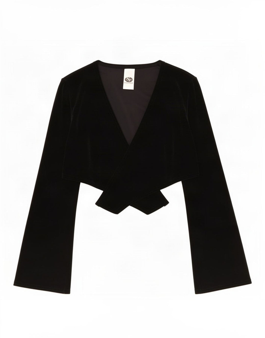 Vintage Womens Velour Bolero Top UK 10 Small Black Polyester