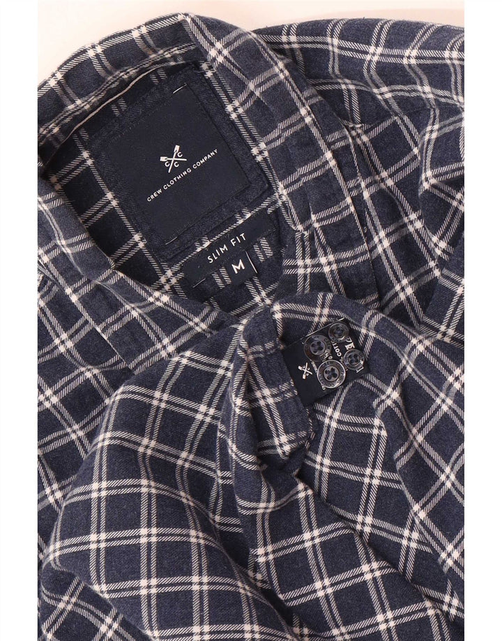Crew Clothing Mens Slim Fit Flannel Shirt Medium Navy Blue Check Cotton
