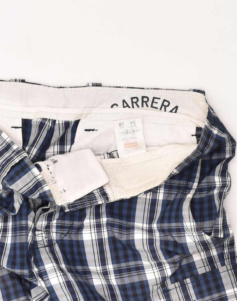 CARRERA Mens Cargo Shorts W38 XL Navy Blue Check Cotton | Vintage Carrera | Thrift | Second-Hand Carrera | Used Clothing | Messina Hembry 