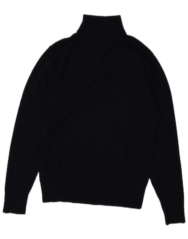 TOMMY HILFIGER Mens Zip Neck Jumper Sweater Large Navy Blue Lambswool