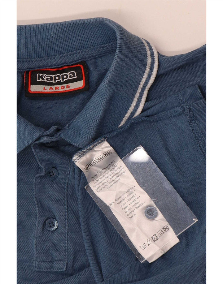 Kappa Mens Polo Shirt Large Blue Striped Cotton