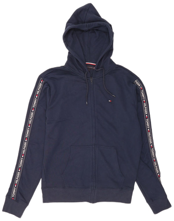 Tommy Hilfiger Mens Graphic Zip Hoodie Sweater Large Navy Blue Sports
