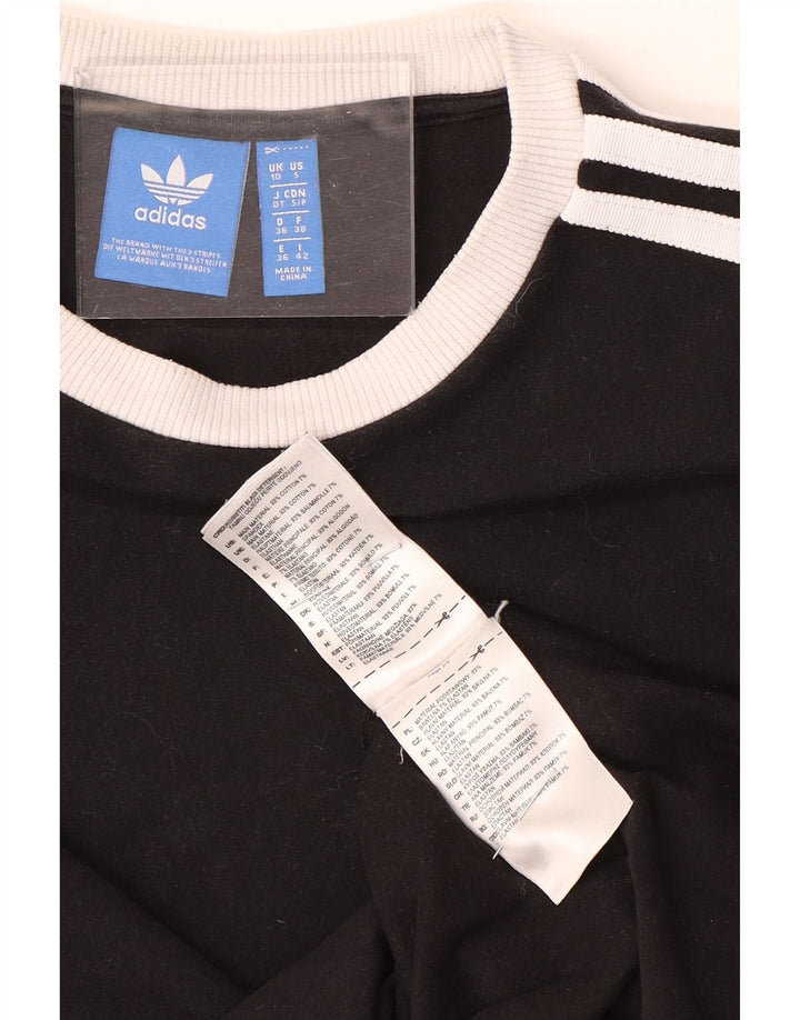 ADIDAS Womens Top Long Sleeve UK 10 Small Black Cotton