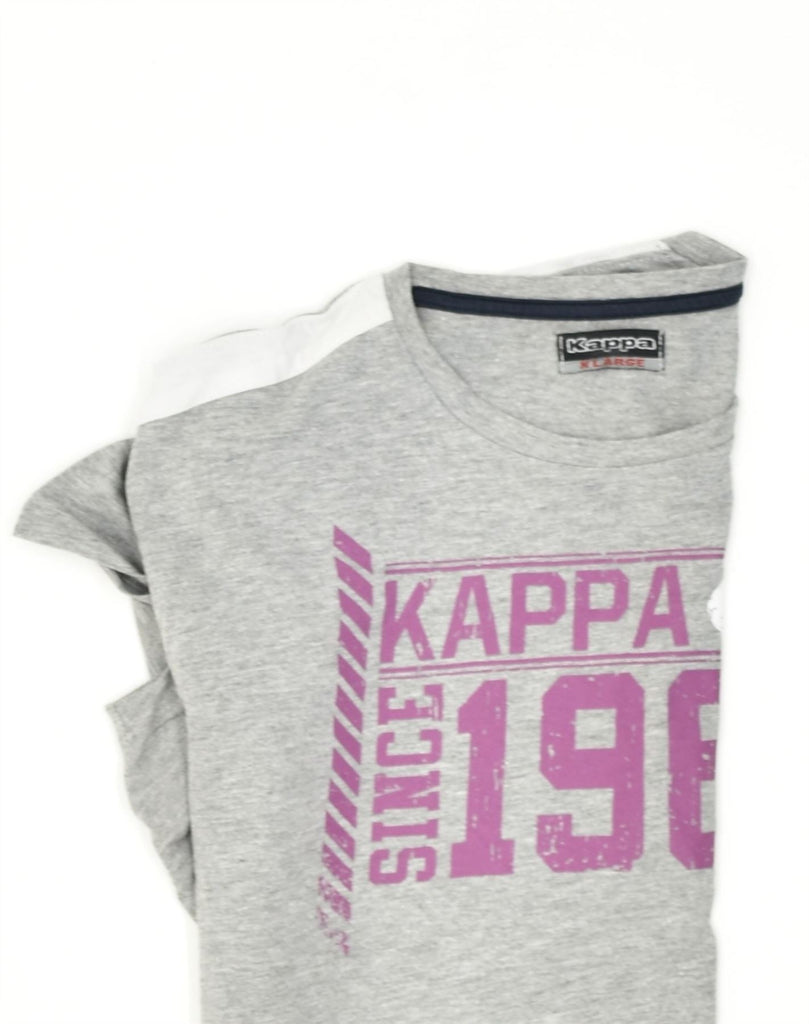 KAPPA Womens Graphic T-Shirt Top UK 18 XL Grey Cotton | Vintage Kappa | Thrift | Second-Hand Kappa | Used Clothing | Messina Hembry 