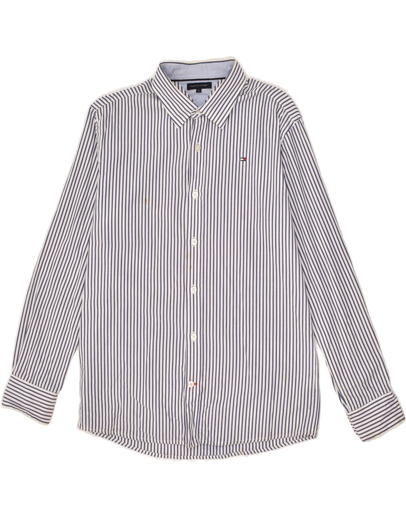 TOMMY HILFIGER Boys Shirt 15-16 Years Blue Pinstripe Cotton Vintage Tommy Hilfiger and Second-Hand Tommy Hilfiger from Messina Hembry 