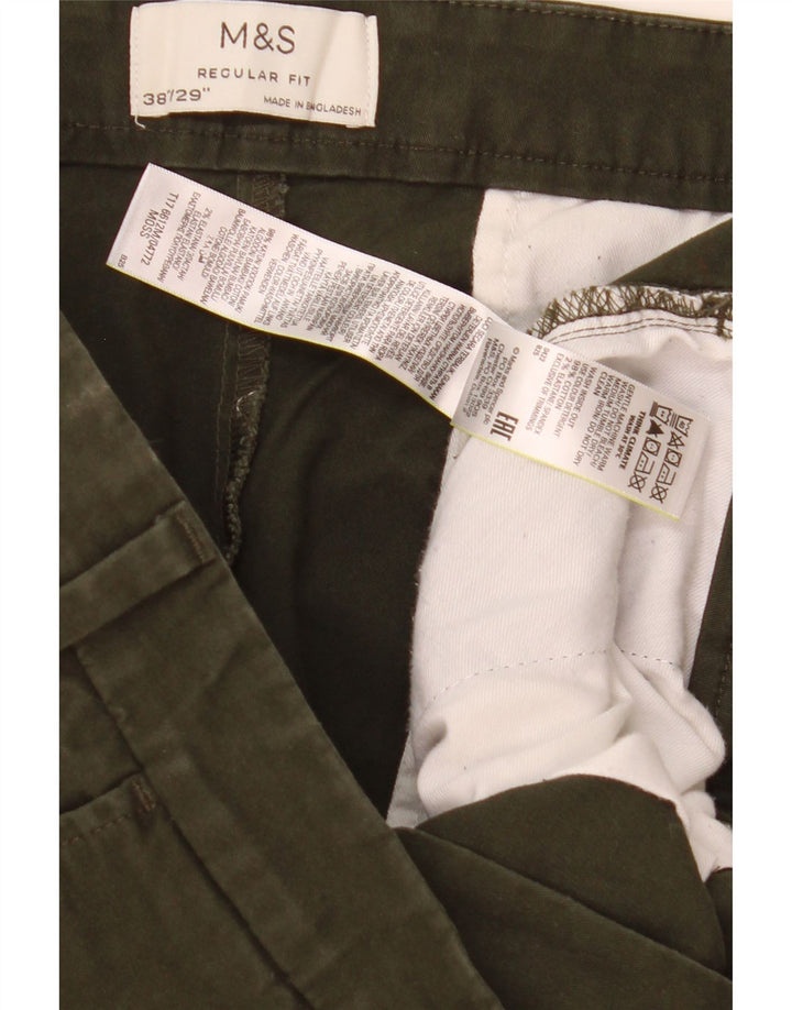 Marks & Spencer Mens Straight Regular Fit Chino Trousers W38 L29 Khaki