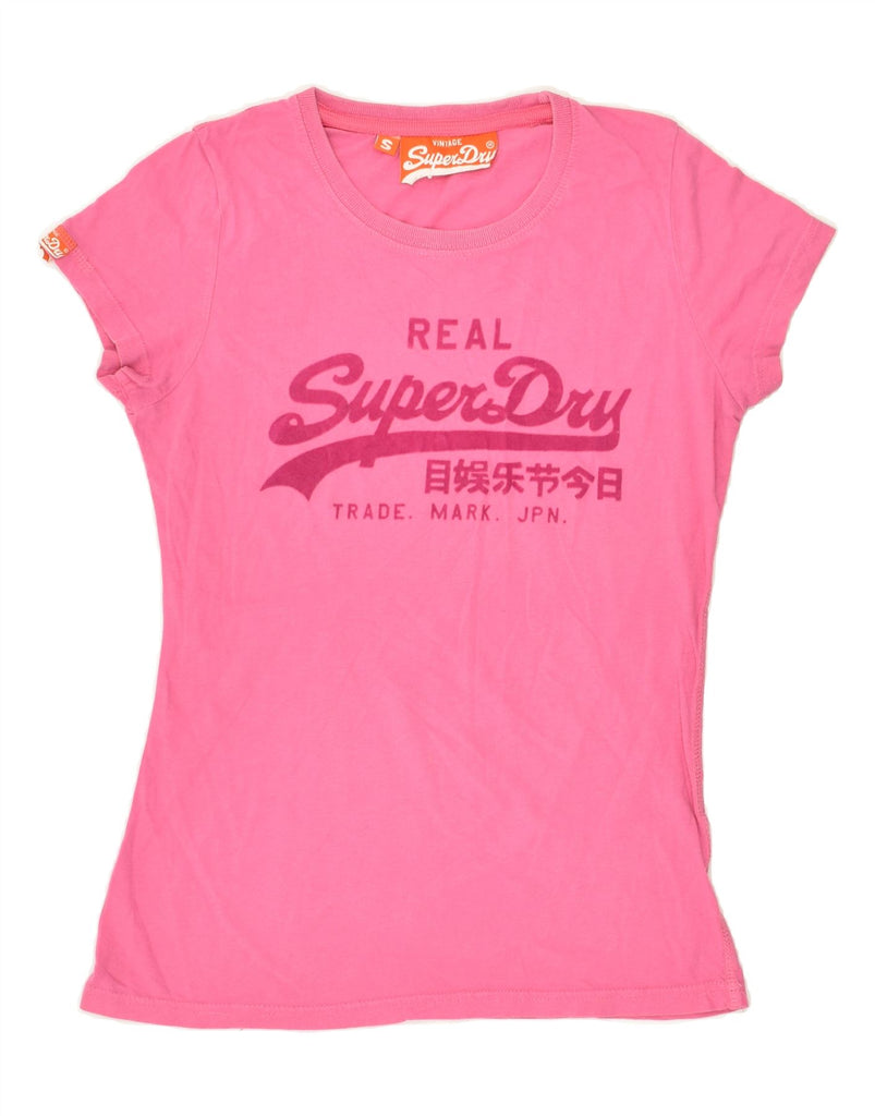 SUPERDRY Womens Graphic T-Shirt Top UK 10 Small Pink | Vintage Superdry | Thrift | Second-Hand Superdry | Used Clothing | Messina Hembry 