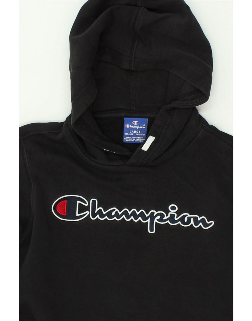 CHAMPION Boys Graphic Hoodie Jumper 11-12 Years large Black | Vintage Champion | Thrift | Second-Hand Champion | Used Clothing | Messina Hembry 