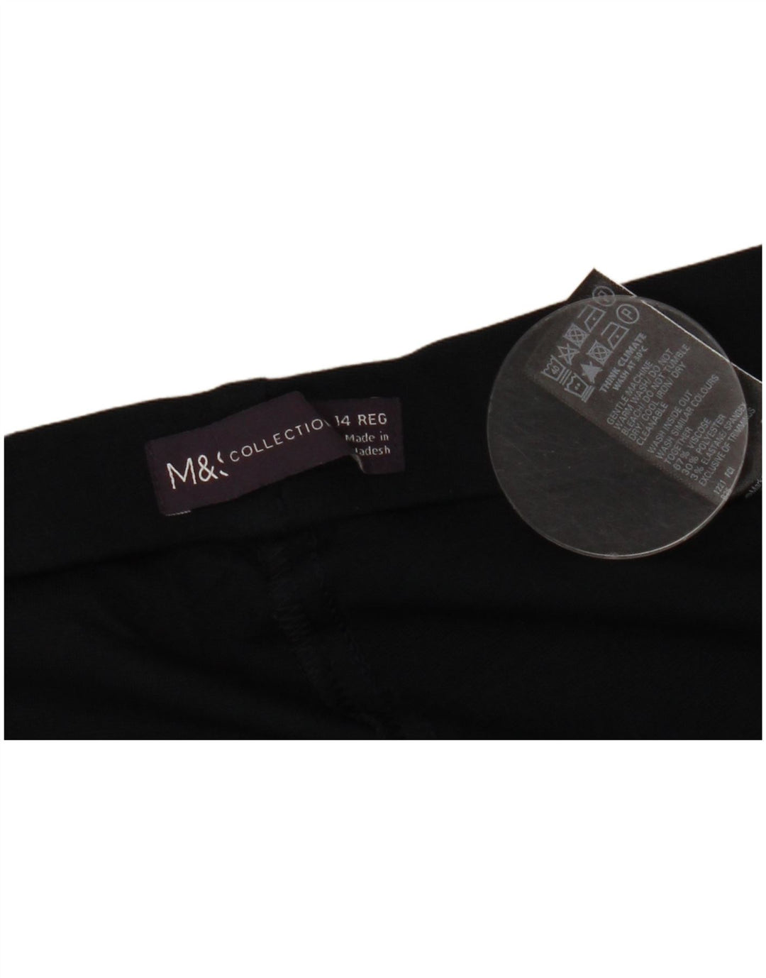 Marks & Spencer Womens Casual Trousers UK 14 Large W34 L29 Black Viscose