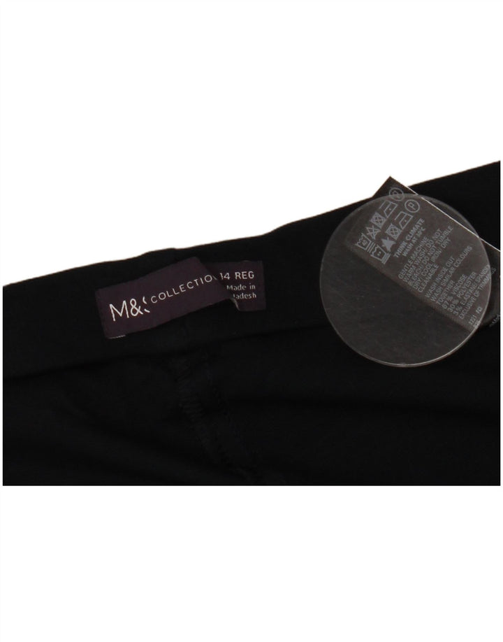 Marks & Spencer Womens Casual Trousers UK 14 Large W34 L29 Black Viscose