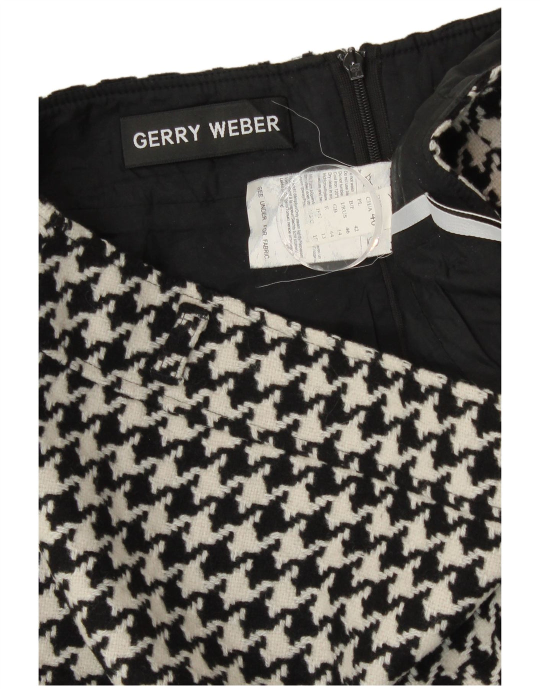 Gerry Weber Womens Pencil Skirt UK 14 Large W30  Black Houndstooth Wool