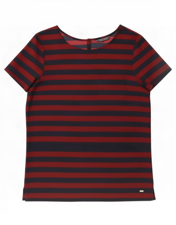 Tommy Hilfiger Womens Blouse Top US 8 Medium Red Striped Polyester