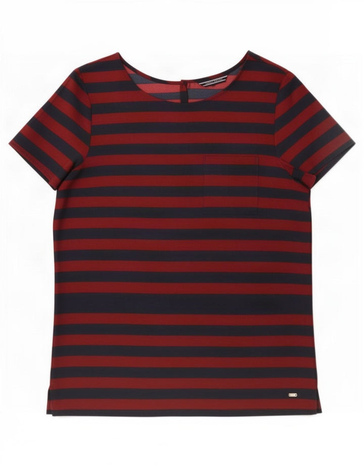 Tommy Hilfiger Womens Blouse Top US 8 Medium Red Striped Polyester