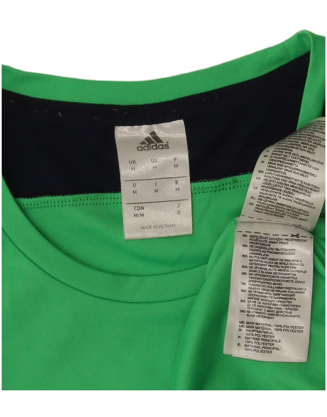 Adidas Mens T-Shirt Top Medium Green Colourblock Polyester