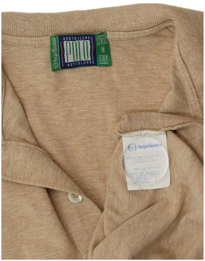 Sergio Tacchini Mens Polo Shirt Medium Beige Flecked Cotton