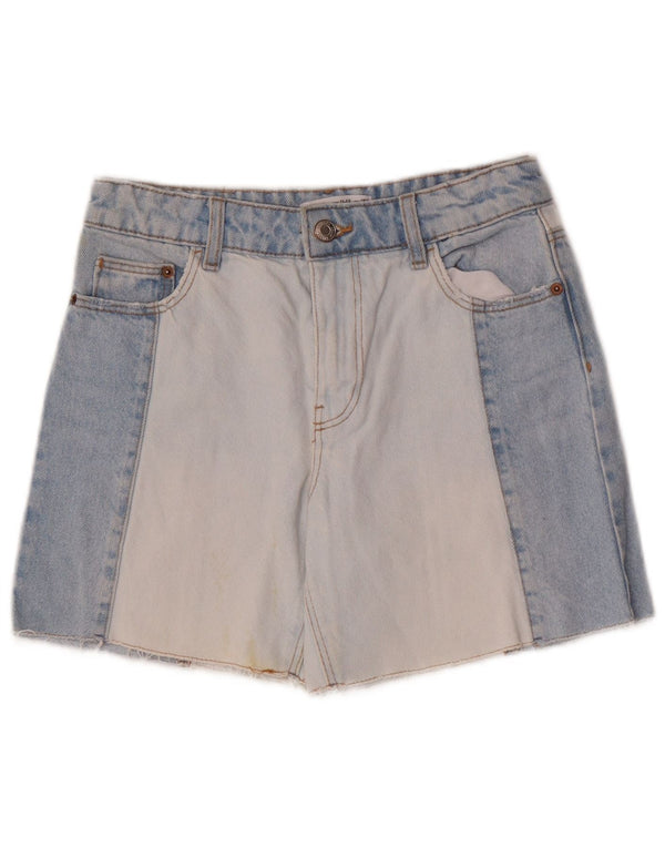 Zara Girls Denim Shorts 11-12 Years W26 Blue Colourblock Cotton
