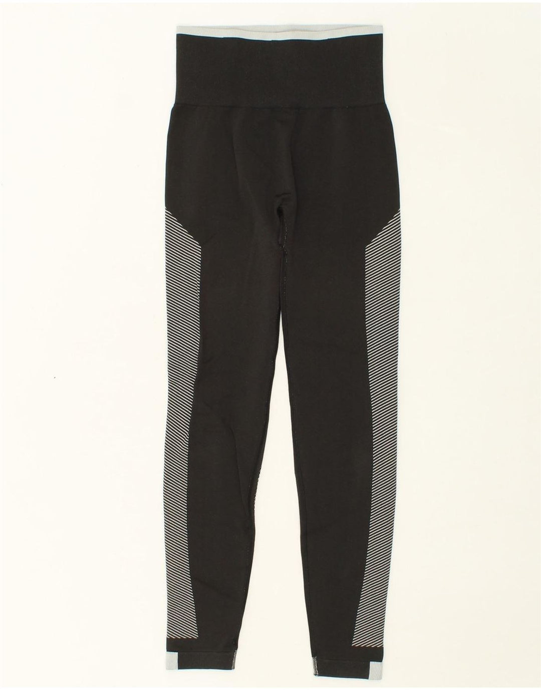 ADIDAS Womens Leggings UK 4/6 XS  Black Pinstripe Polyester Vintage Adidas and Second-Hand Adidas from Messina Hembry 