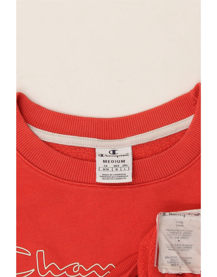 CHAMPION Womens Crop Graphic Sweatshirt Jumper UK 14 Medium Orange Cotton Vintage Champion and Second-Hand Champion from Messina Hembry 
