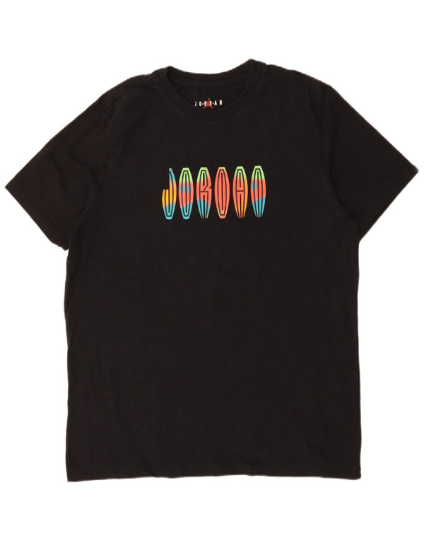 JORDAN Mens Graphic T-Shirt Top Large Black Cotton