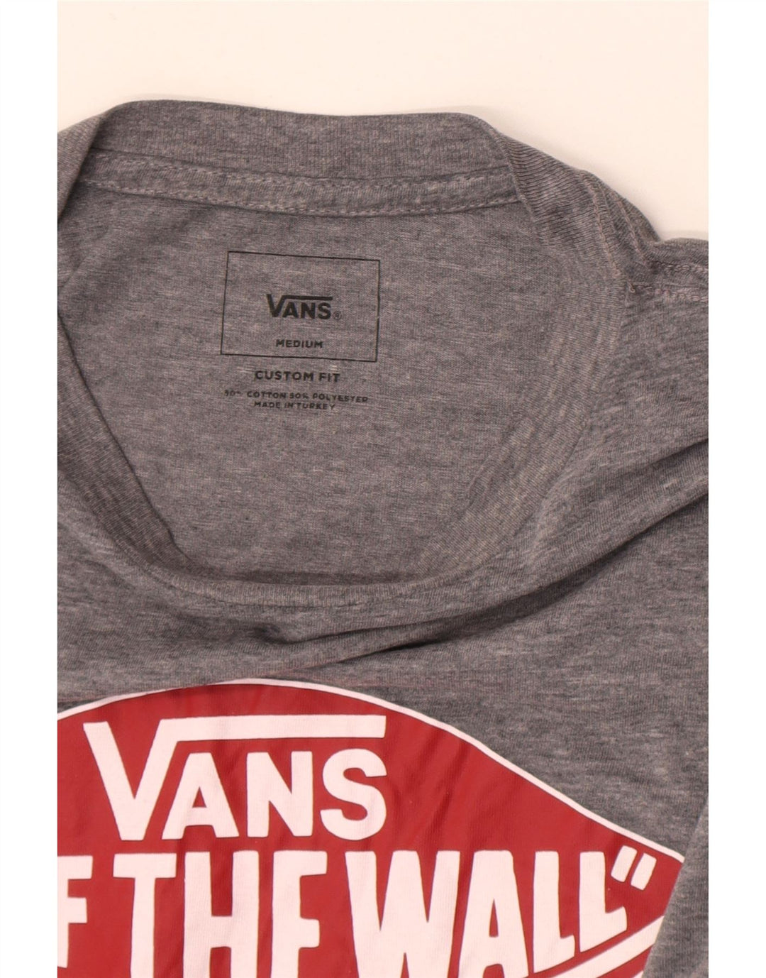Vans Mens Custom Fit Graphic T-Shirt Top Medium Grey Flecked Cotton