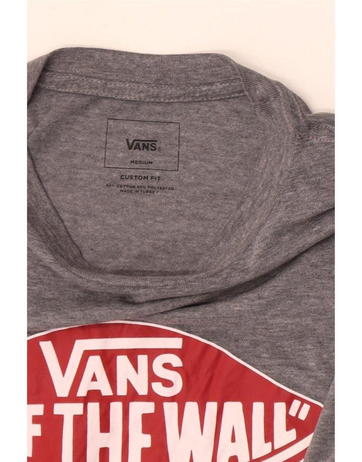 Vans Mens Custom Fit Graphic T-Shirt Top Medium Grey Flecked Cotton