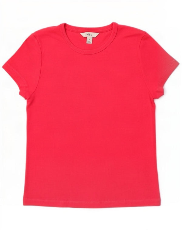 Marks & Spencer Womens T-Shirt Top UK 12 Medium Pink Cotton