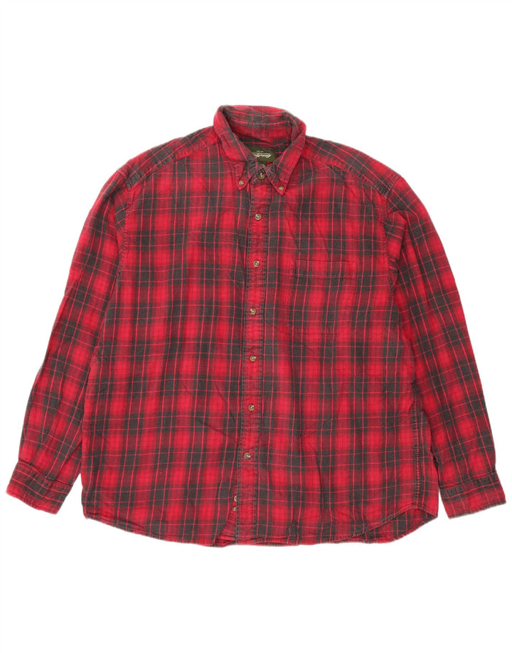 EDDIE BAUER Mens Flannel Shirt XL Red Check Cotton