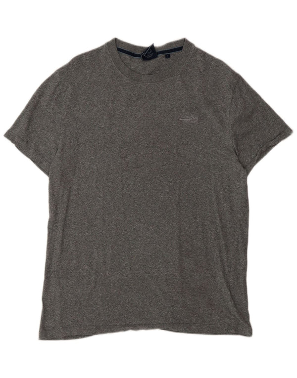 Superdry Mens T-Shirt Top Large Grey Flecked Cotton