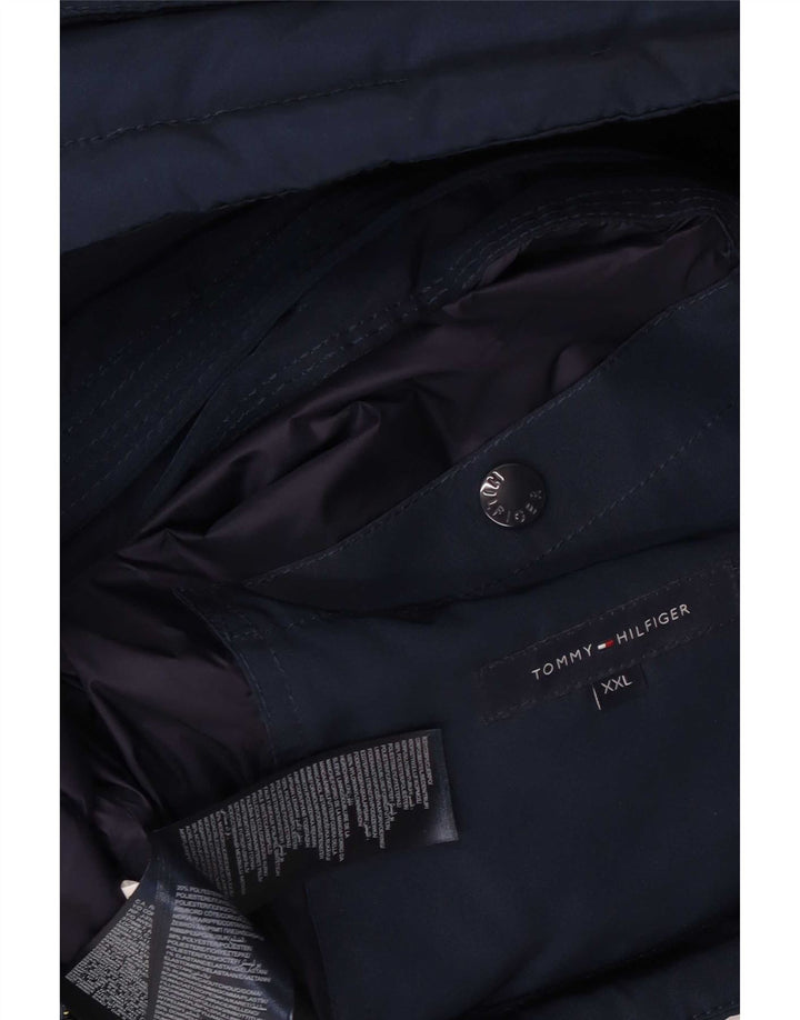 Tommy Hilfiger Mens Hooded Padded Jacket UK 44 2XL Navy Blue Polyester