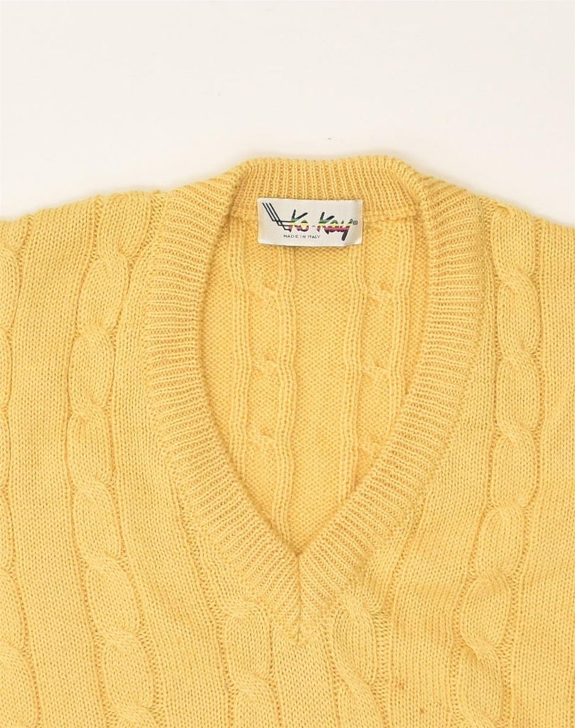 VINTAGE Womens V-Neck Jumper Sweater UK 16 Large Yellow | Vintage Vintage | Thrift | Second-Hand Vintage | Used Clothing | Messina Hembry 