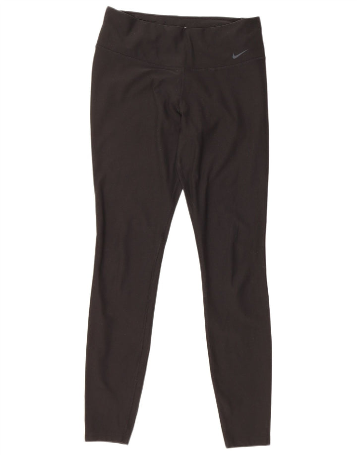 NIKE Womens Dri Fit Leggings UK 14 Medium  Black Polyester