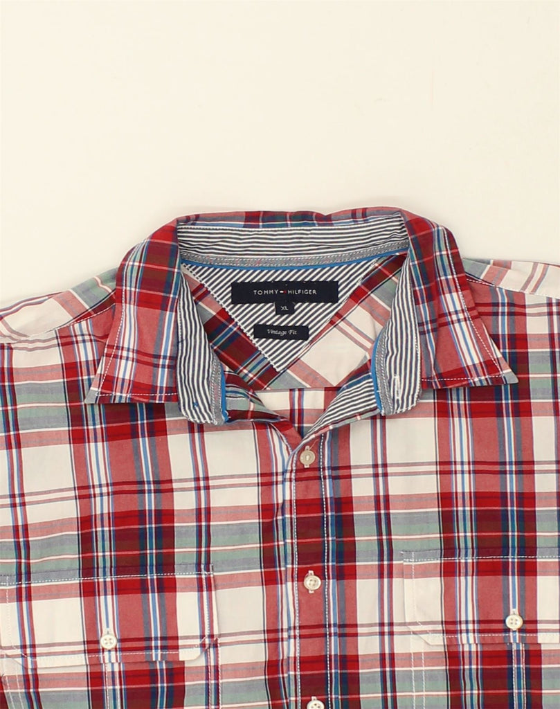 TOMMY HILFIGER Mens Vintage Fit Shirt XL Red Check Cotton | Vintage Tommy Hilfiger | Thrift | Second-Hand Tommy Hilfiger | Used Clothing | Messina Hembry 