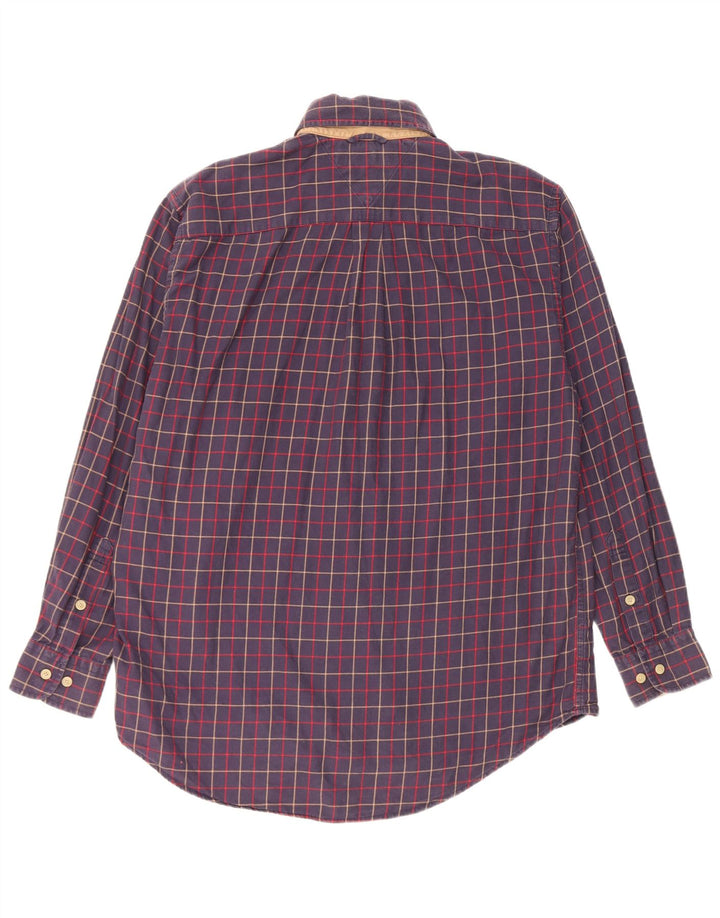 Tommy Hilfiger Mens Flannel Shirt Small Navy Blue Check Cotton