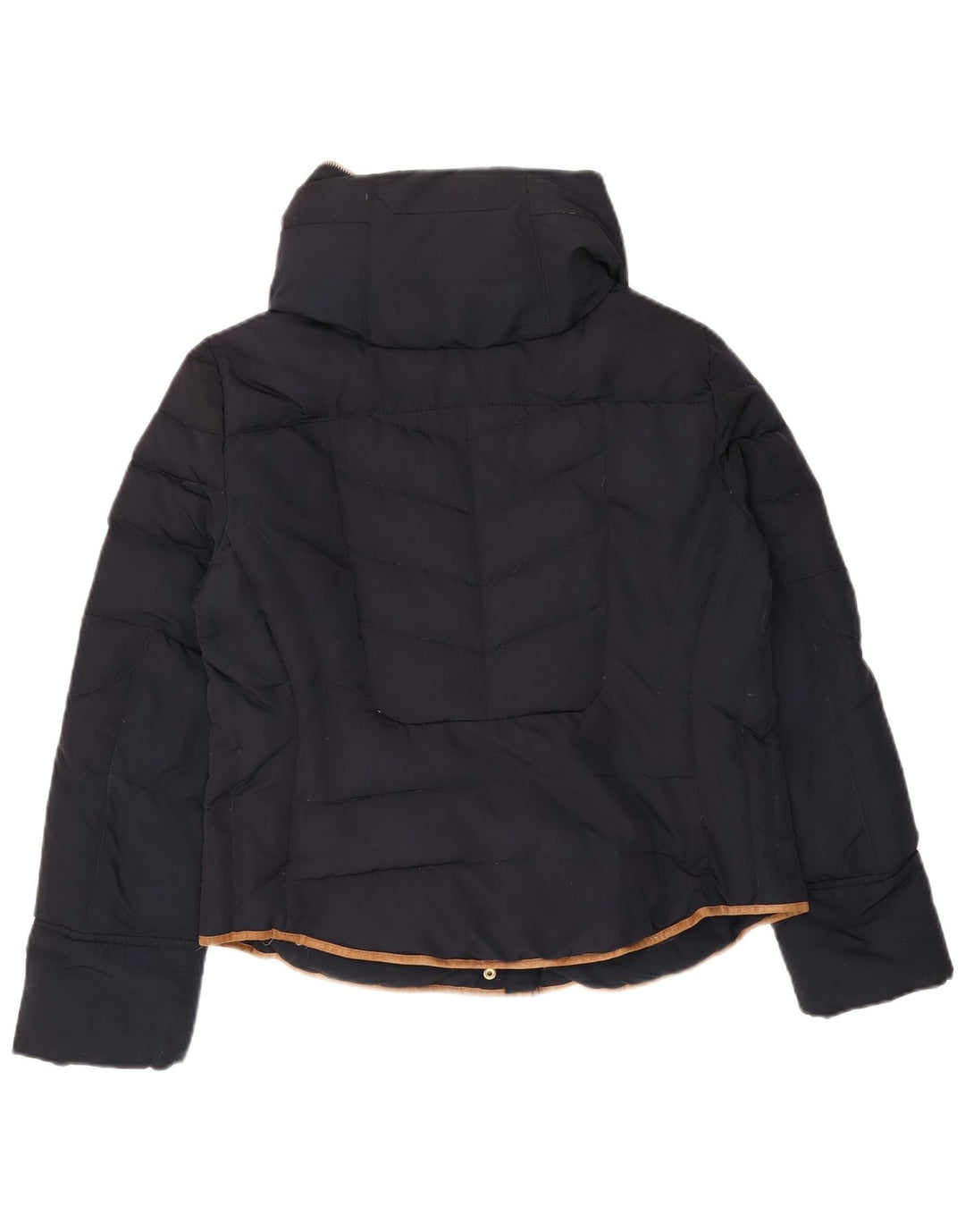Zara Womens Hooded Padded Jacket UK 18 XL Navy Blue Polyester