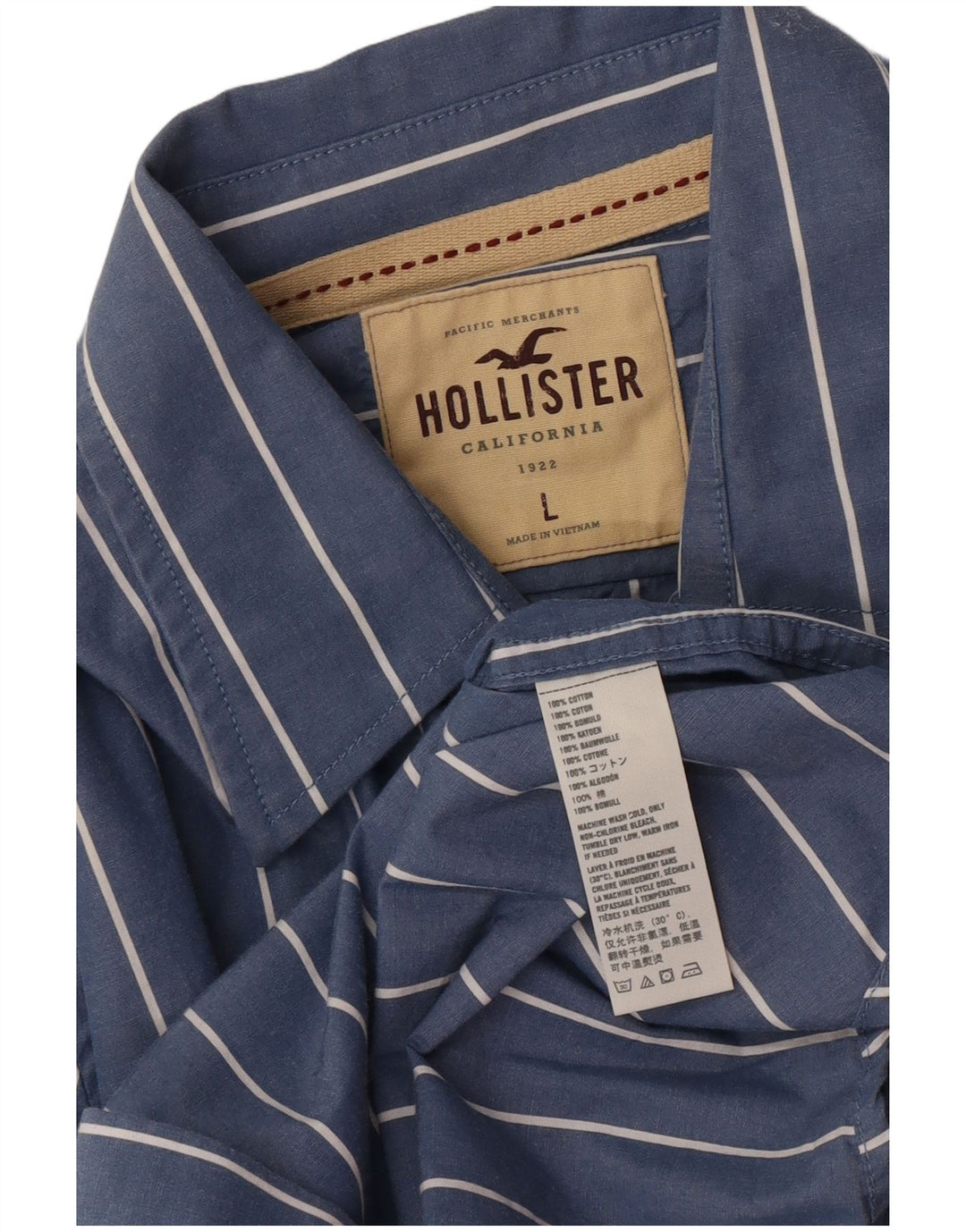 Hollister Mens Shirt Large Blue Striped Cotton