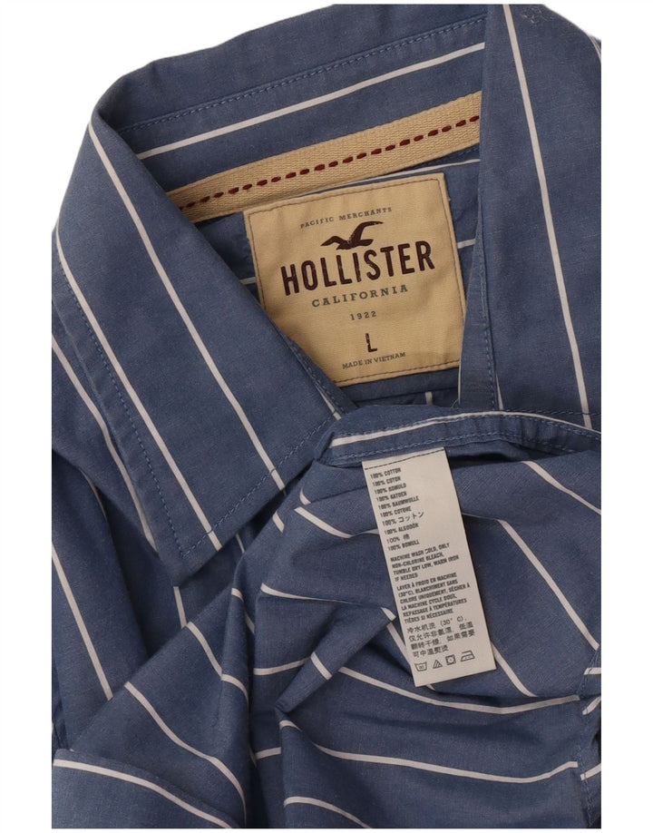 Hollister Mens Shirt Large Blue Striped Cotton