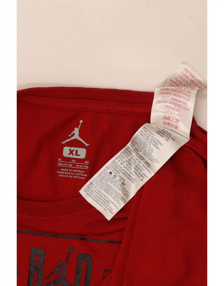 JORDAN Boys Graphic T-Shirt Top 13-14 Years XL Red Cotton